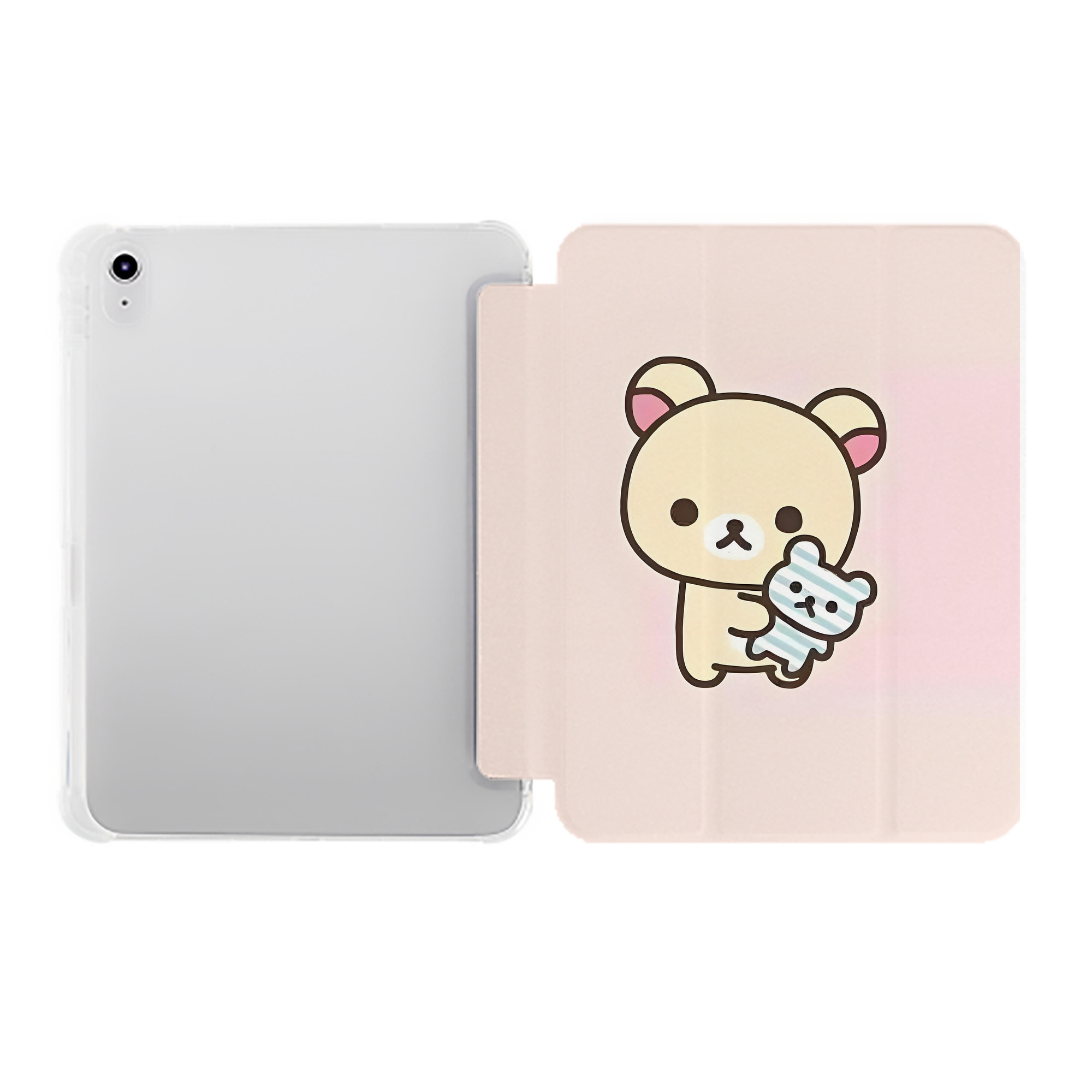 （画像用） リラックマ リラックマ キイロイトリ Rilakkuma Korilakkuma Kiiroitori IPad ケース ペン収納付き 三つ折りスタンド PUレザー×シリコン 対応機種9.5/10.5/10.9インチ